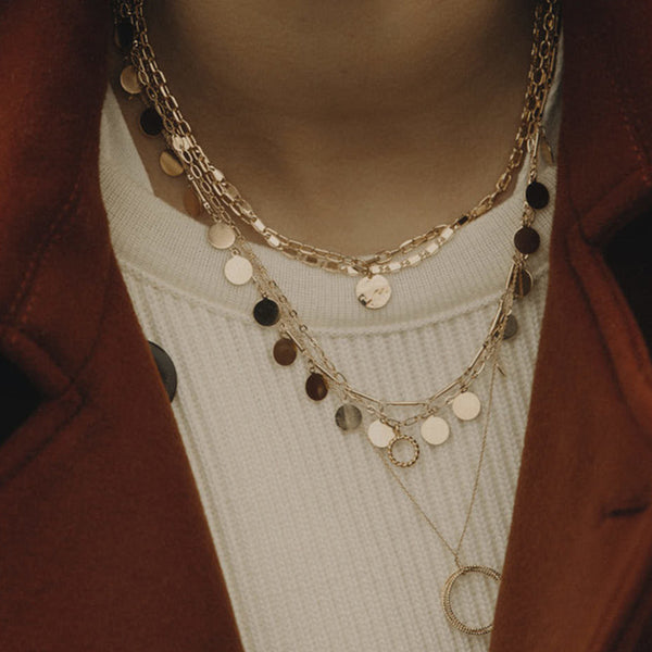 FX0180 925 Sterling Silver Multi-ring Necklace