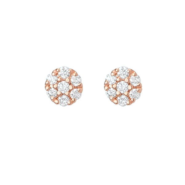 FE0247 925 Sterling Silver Diamond Cluster Stud Earrings