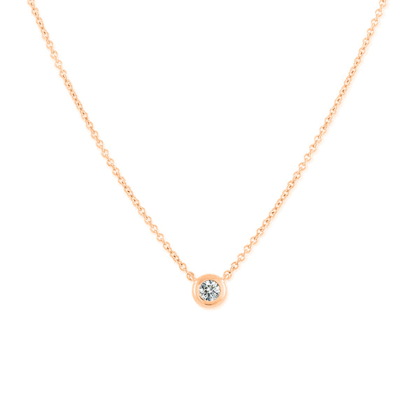 FX0285 925 Sterling Silver Cubic Zirconia Bezel Minimalist Necklace
