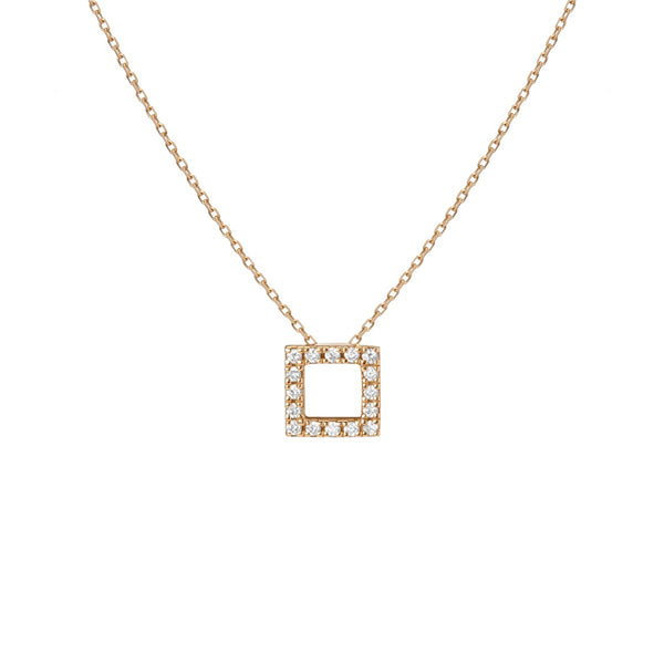FX0087 925 Sterling Silver diamond square Pendant Necklace