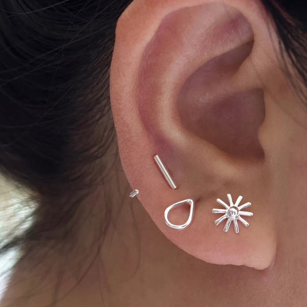 FE0113 925 Sterling Silver Sunburst Stud Earrings