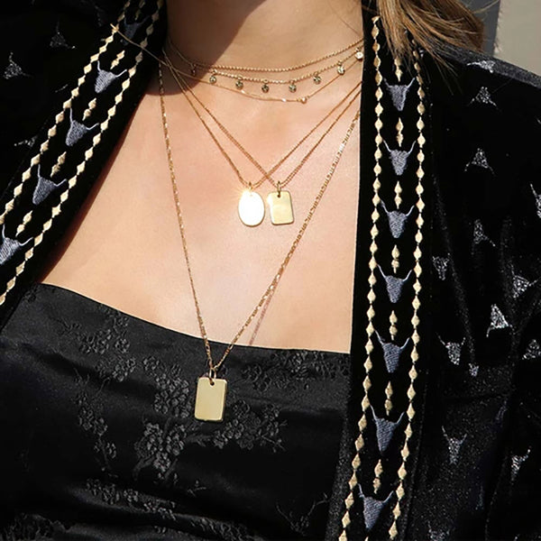 FX0047 925 Sterling Silver Square Card Necklace