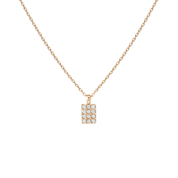 FX0078 925 Sterling Silver Diamond Signet Pendant Necklace