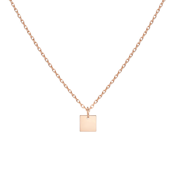 FX0075 925 Sterling Silver Small Square Pendant Necklace