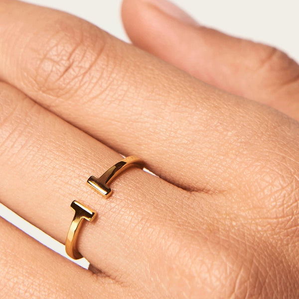 FJ0219 925 Sterling Silver Bar Open Ring