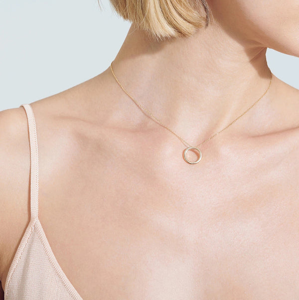 FX0080 925 Sterling Silver Circle Pendant Necklace