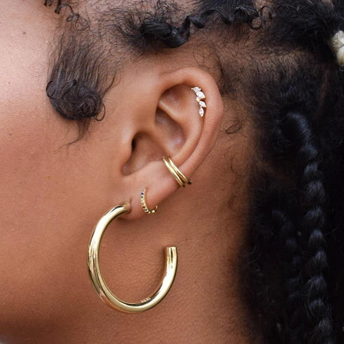 FE0223 925 Sterling Silver Rainbow Jewelled Huggies Earrings