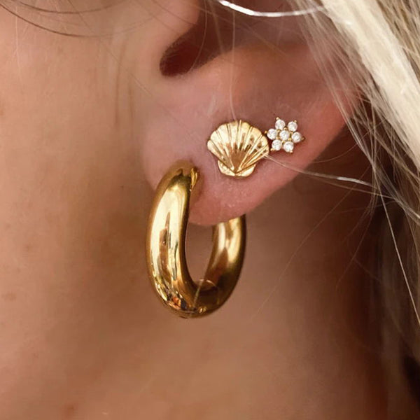 FE0845 925 Sterling Silver Heavy Luxury Hoop Earrings