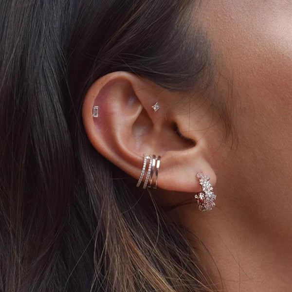 FE0181 925 Sterling Silver Mystic Baguette Stud Earrings