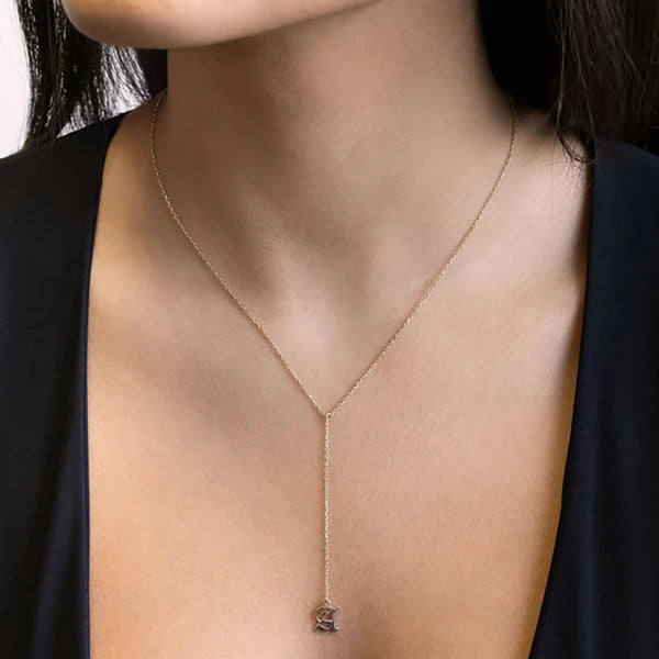 FX0189 925 Sterling Silver Letter Initial Lasso Necklace