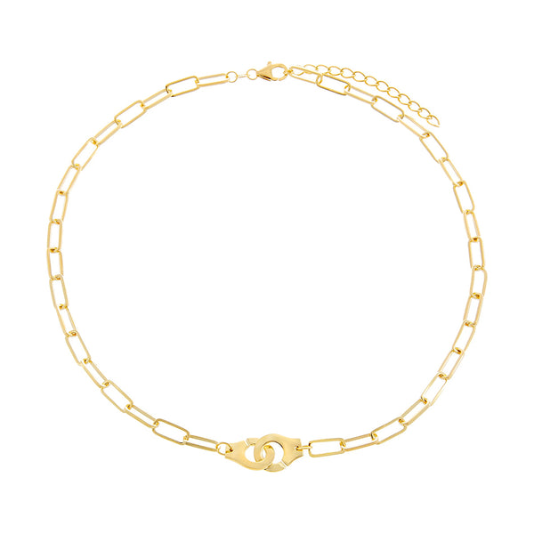 FX0216 925 Sterling Silver Handcuffs Chain Necklace