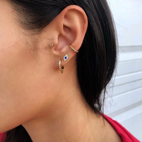 FE0155 925 Sterling Silver Mini Evil Eye Stud Earrings