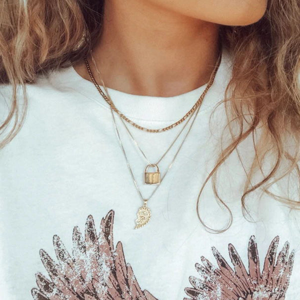 FX0336 925 Sterling Silver Lock Pendant Necklace