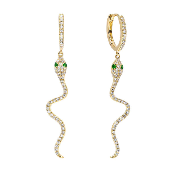 FE0535 925 Sterling Silver Snake Drop Huggie Earrings