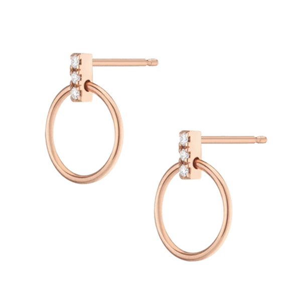 FE0252 925 Sterling Silver Circle Earrings With Diamond Bar