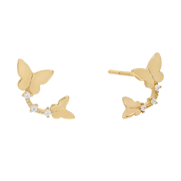 FE0551 925 Sterling Silver Butterfly Stud Earrings