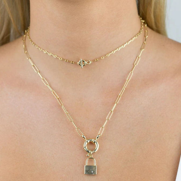 FX0346 925 Sterling Silver Lock Chain Necklace