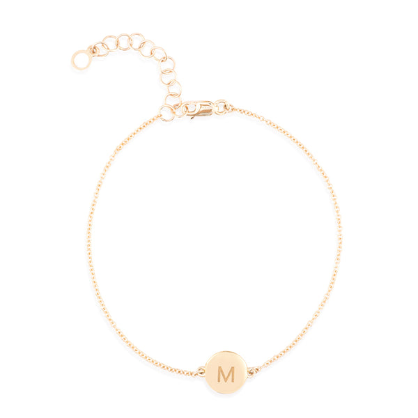 FS0102 925 Sterling Silver Letter M Coin Bracelet