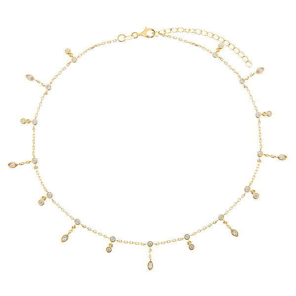 FX0218 925 Sterling Silver Zircon Beaded Necklace