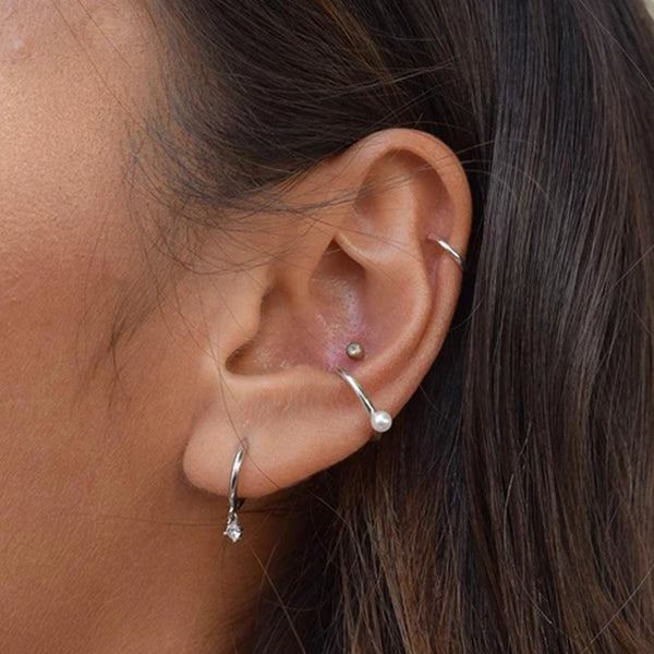 FE0178 925 Sterling Silver Mystic Drop Gem Hoop Earrings