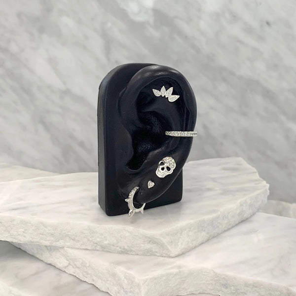 FE0049 925 Sterling Silver Sparkle Leaf Stud Earrings