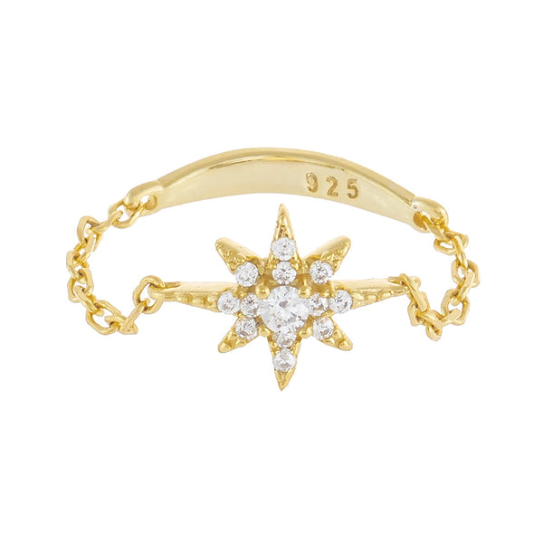 FJ0175 925 Sterling Silver Starburst Ring