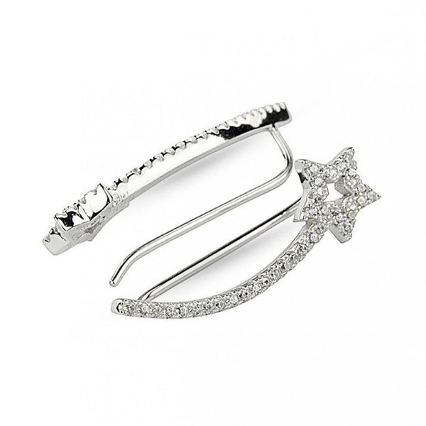 FE0114 925 Sterling Silver Shooting Star Ear Sweeps Earrings