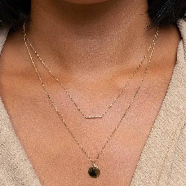 FX0288 925 Sterling Silver Diamonds Line Necklace