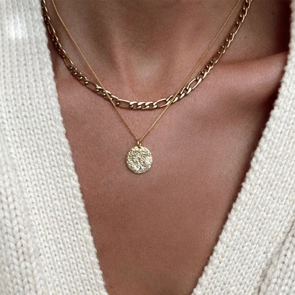 FX0332 925 Sterling Silver Gold Vermeil Coin Necklace