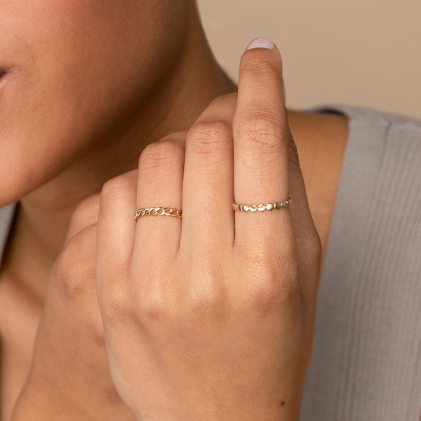 FJ0273 925 Sterling Silver Coin Chain Ring