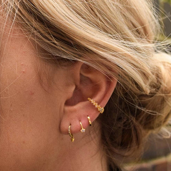 FE0230 Mystic Simple Stone Huggies Earrings