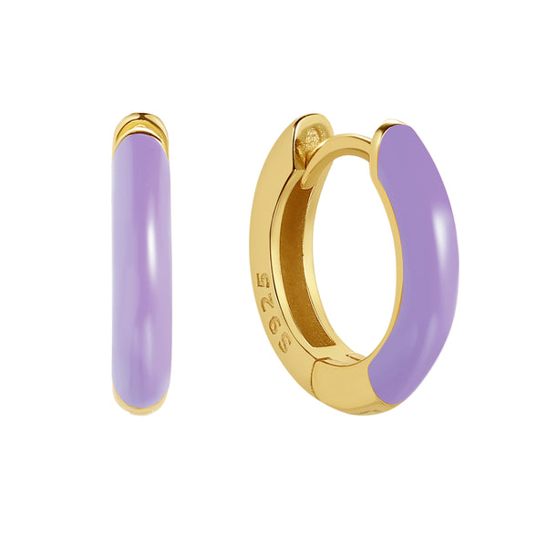 FE1790 925 Sterling Silver Enamel Hoop Earring