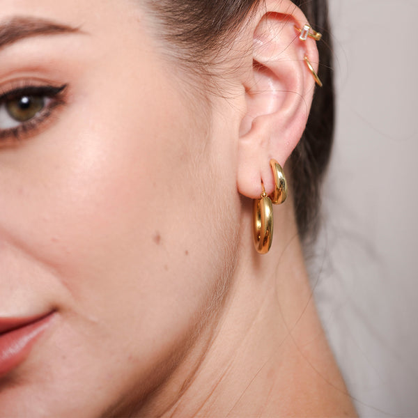 FE0769 925 Sterling Silver Simple Hoop Earrings