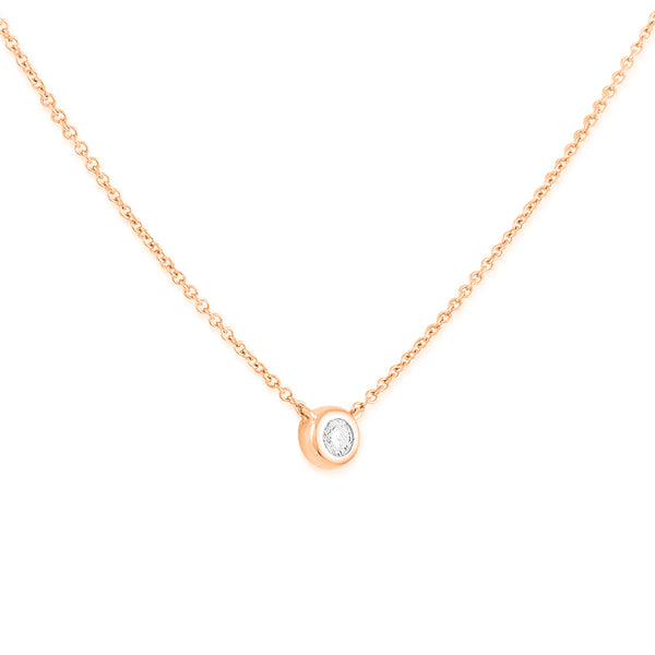 FX0285 925 Sterling Silver Cubic Zirconia Bezel Minimalist Necklace