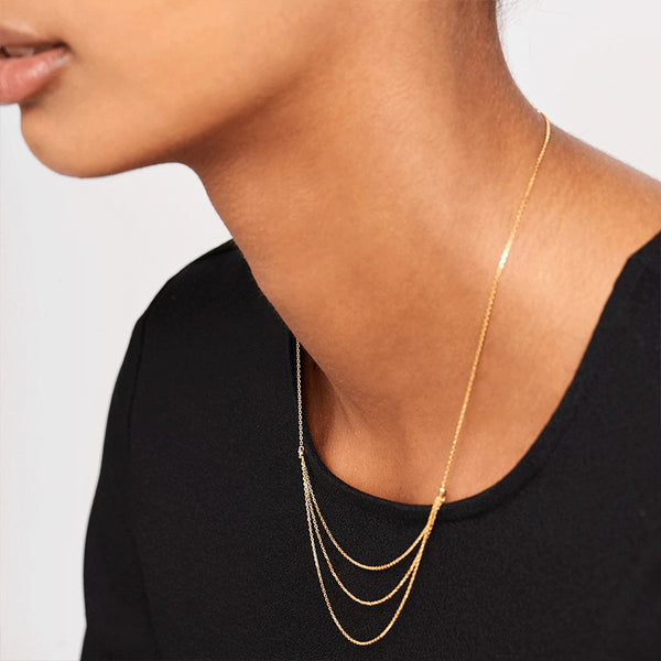 FX0265 925 Sterling Silver Multi-layers Necklace