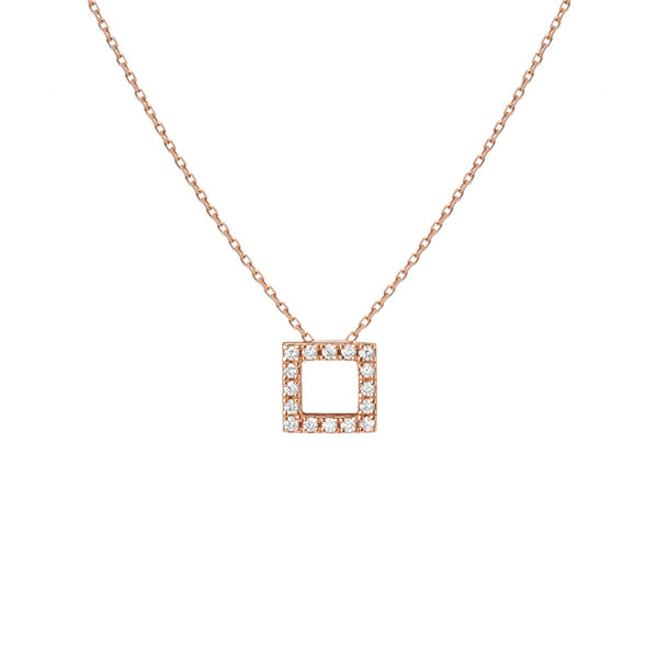 FX0087 925 Sterling Silver diamond square Pendant Necklace
