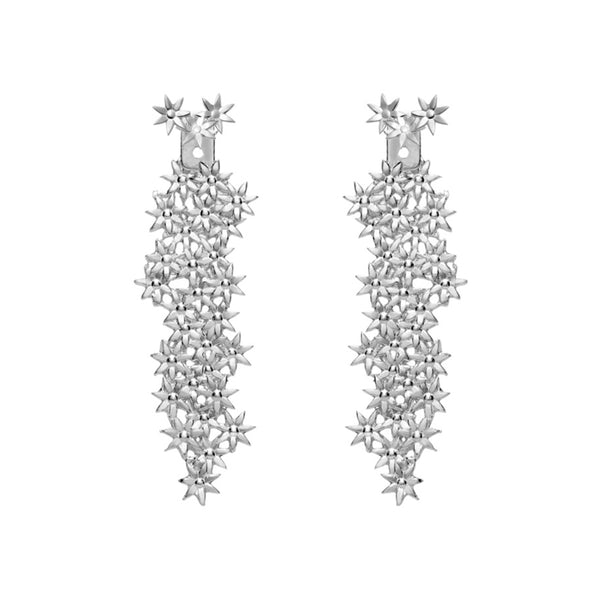 FE0271 925 Sterling Silver Large Flower Cluster Earrings