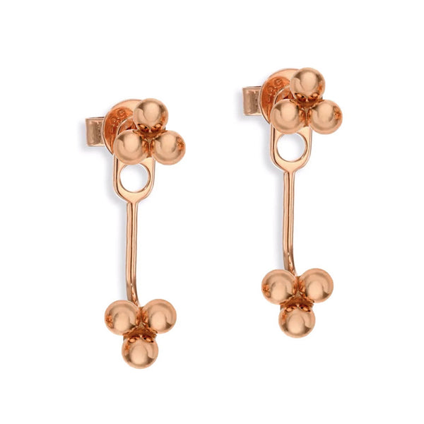 FE0051 925 Sterling Silver Copy Of Trinity Ball Ear Jacket Earrings