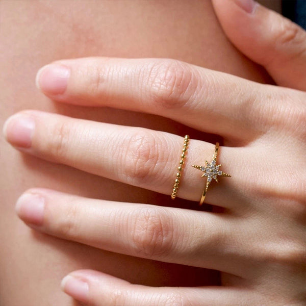 FJ0027 925 Sterling Silver Small Beaded Circle Ring