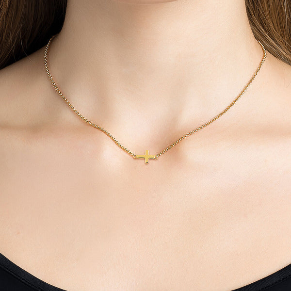 FX0098 925 Sterling Silver simple cross necklace