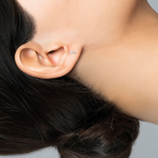 FE0312 925 Sterling Silver Crystal Triangle Earrings