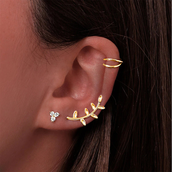 FE0607 925 Sterling Silver Simple Cross Earrings Cuff