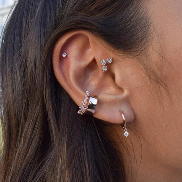 FE0177 925 Sterling Silver Mystic Simple Stud Earrings