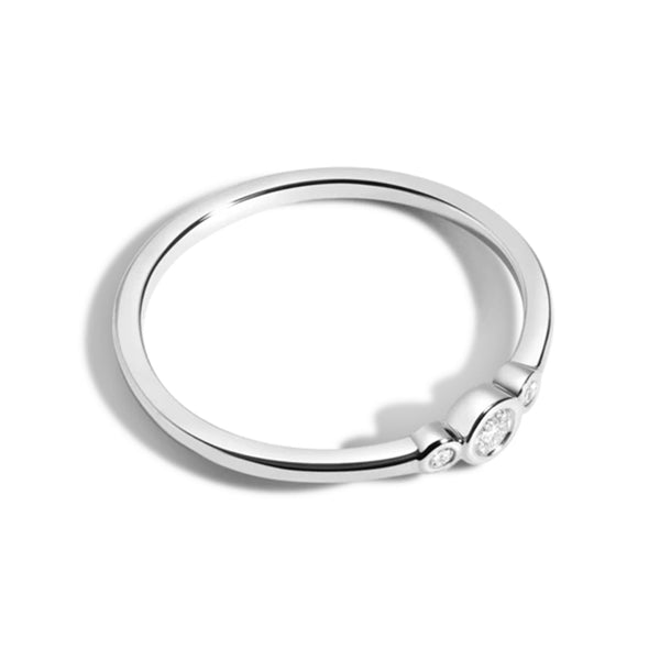 FJ0055 925 Sterling Silver Three Diamond Bezel Ring