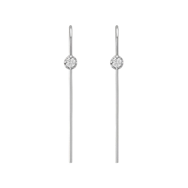 FE0249 925 Sterling Silver Diamond Hook Earrings