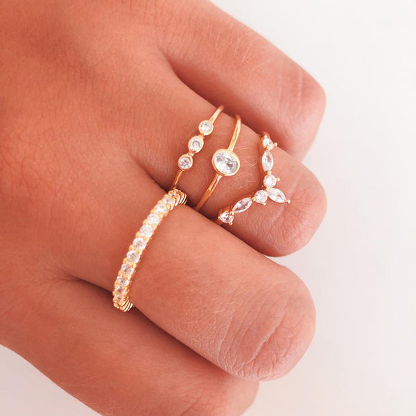 FJ0187 925 Sterling Silver Crown Diamond Ring