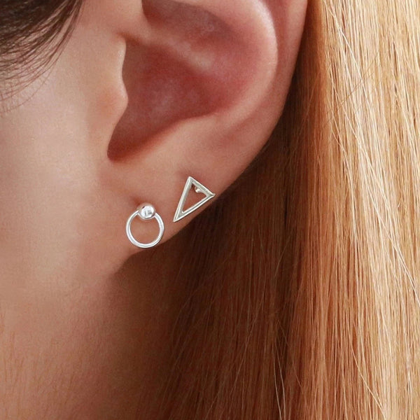 FE0145 925 Sterling Silver hanging circle stud earrings