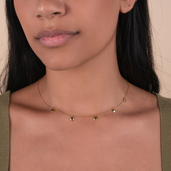 FX0298 925 Sterling Silver Gold Coin Dot Necklace