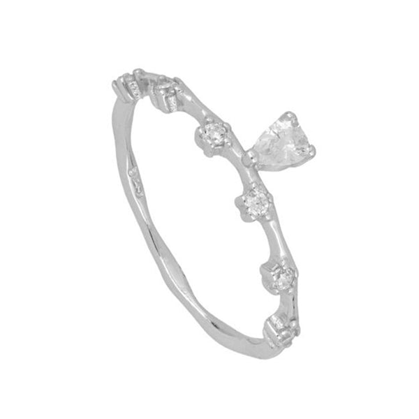 FJ0182 925 Sterling Silver Zircon Dangle Ring