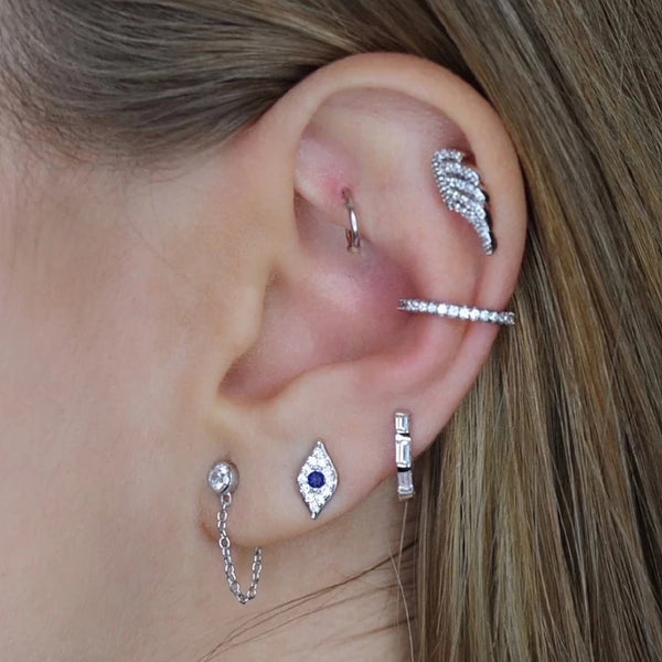 FE0155 925 Sterling Silver Mini Evil Eye Stud Earrings